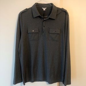 Calvin Klein Grey Long Sleeve Polo NWT